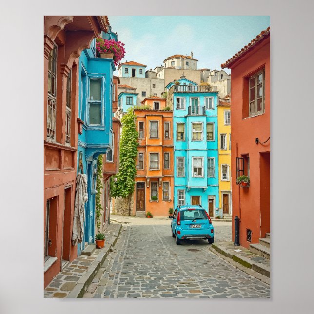 Affiche Aquarelle Balat Istanbul Turquie (Devant)