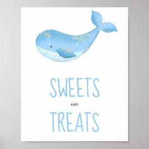 Affiche Aquarelle baleine - bonbons et gâteries bannière