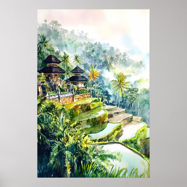 Affiche aquarelle Bali Impression de voyage Bali M (Devant)