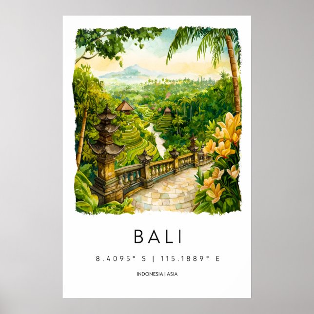 Affiche aquarelle Bali Impression de voyage Bali M (Devant)