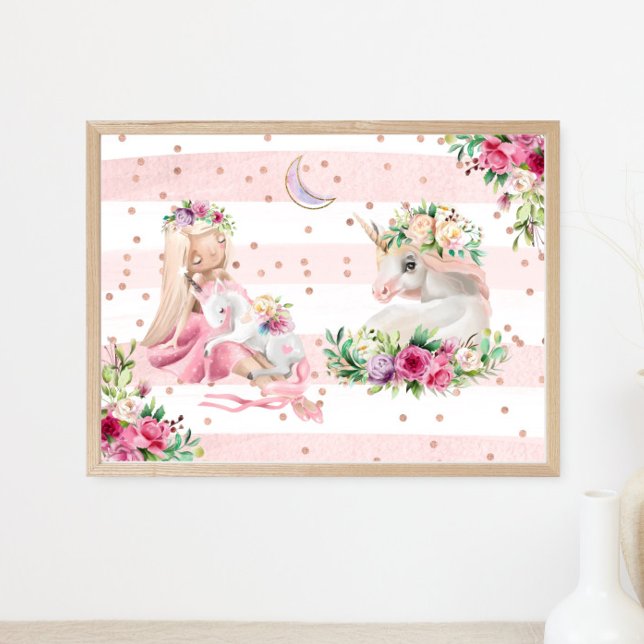 Affiche Aquarelle Ballerina et Unicornes (Créateur téléchargé)