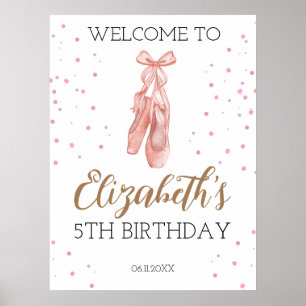 Affiche Aquarelle Ballerina fête d'anniversaire Bienvenue
