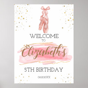 Affiche Aquarelle Ballerina fête d'anniversaire Bienvenue