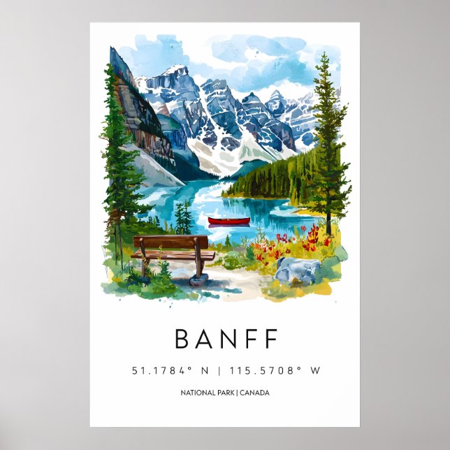 Affiche aquarelle Banff Impression de voyage Banff (Devant)