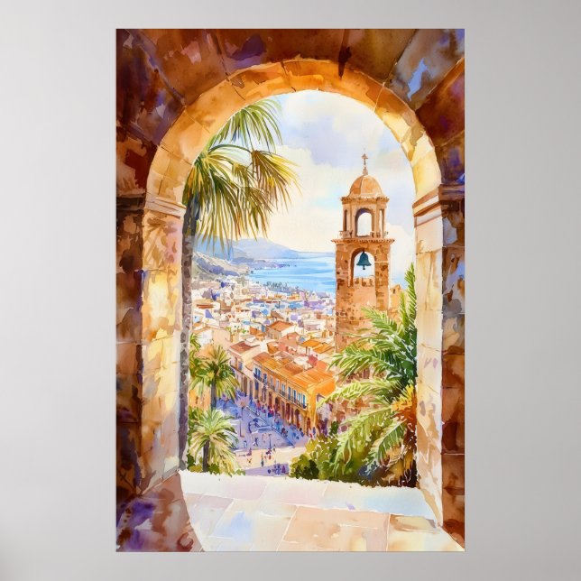 Affiche Aquarelle Barcelone 2 (Devant)