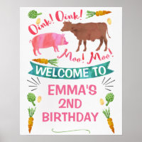 Aquarelle Barnyard Farm à thème Anniversaire Poste
