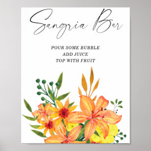 Affiche Aquarelle barre de sangria fleurie moderne