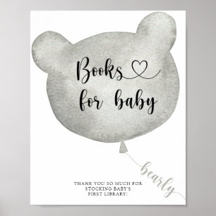 Affiche Aquarelle Bear Balloon, livres pour l'affiche bébé