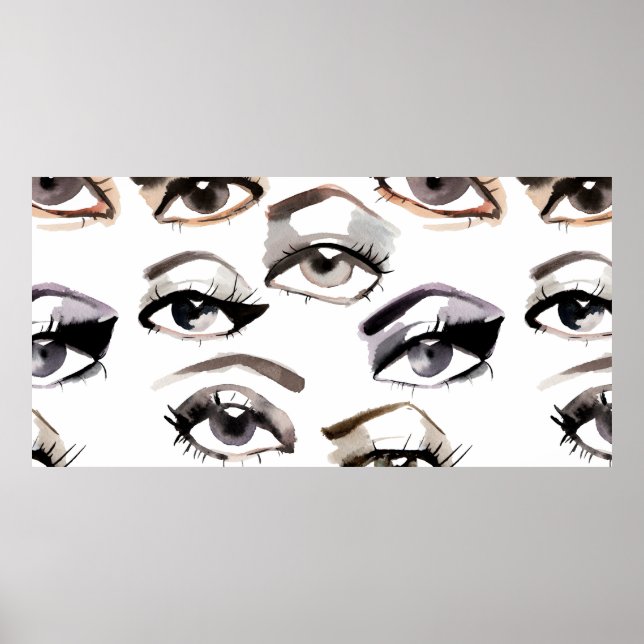 Affiche Aquarelle beaux yeux motif (Devant)