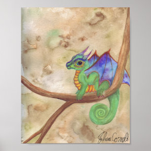 Affiche Aquarelle Bébé Dragon