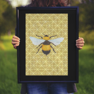 Affiche Aquarelle Bee sur Damask