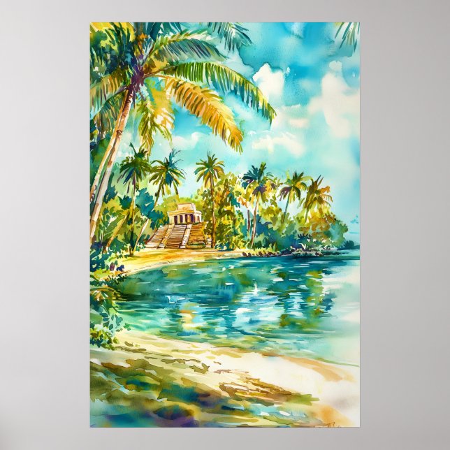Affiche aquarelle Belize Aquarelle 2 (Devant)