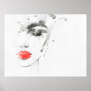 Affiche Aquarelle belle femme visage