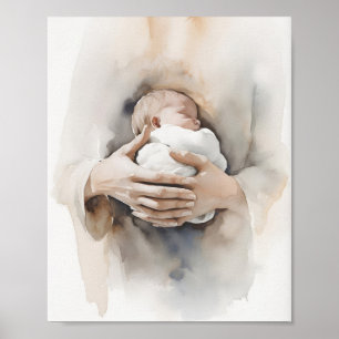 Affiche Aquarelle Biblique - Cadeau Nouveau-Né, Armoire Bé