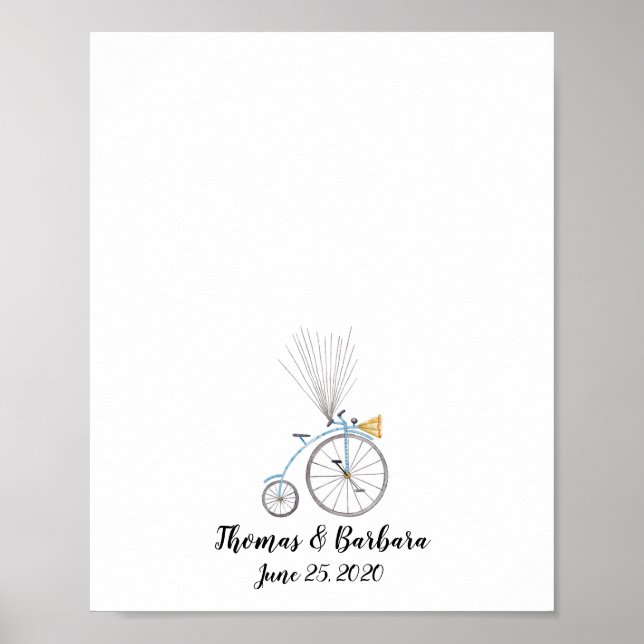 Affiche Aquarelle Bicycle Peinture Doigts Livre d'invités (Devant)