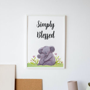 Affiche Aquarelle Bienheureuse Koala Oear Nursery