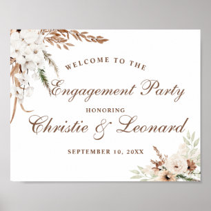 Affiche Aquarelle Bienvenue Elegant Boho Engagement Party