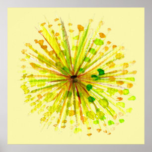Affiche Aquarelle blanche fleur sauvage jaune