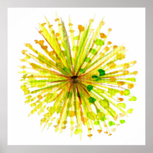 Affiche Aquarelle blanche fleur sauvage jaune