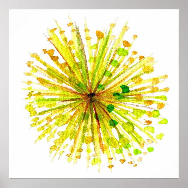 Affiche Aquarelle blanche fleur sauvage jaune (Devant)