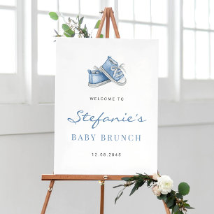 Affiche Aquarelle Bleu Chaussures Bébé C'est un petit bébé