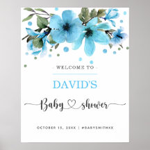 Aquarelle bleu clair et or baby shower garçon