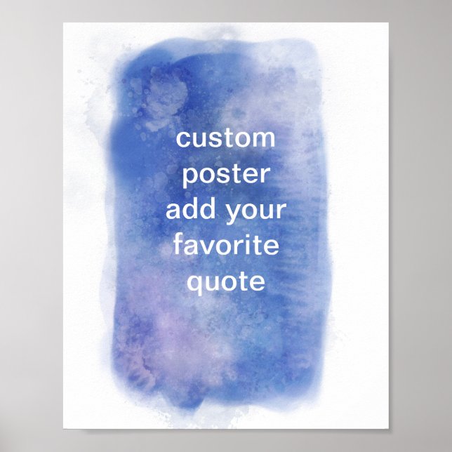 Affiche aquarelle bleu et blanc ajouter du texte personnal (Devant)