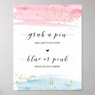 Affiche Aquarelle Bleu ou rose Sexe Révéler attraper un pi