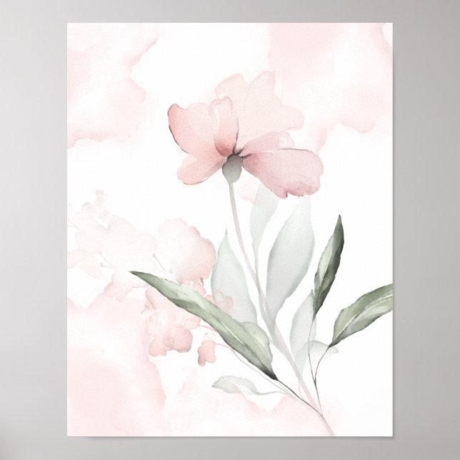 Affiche Aquarelle bleu rose Rose (Devant)