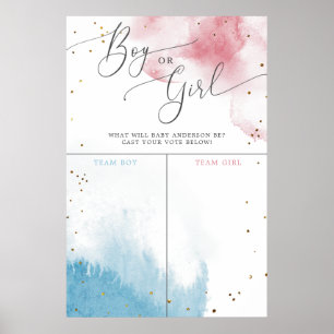 Affiche Aquarelle bleu rose Sexe Révéler le bulletin de vo