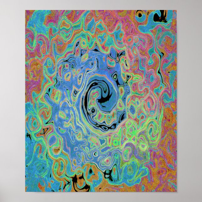 Affiche Aquarelle bleu Super Abstrait rétro liquide (Devant)