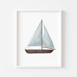 Affiche Aquarelle bleu voile