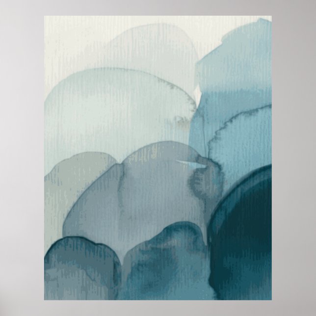 Affiche Aquarelle bleue Abstraite (Devant)
