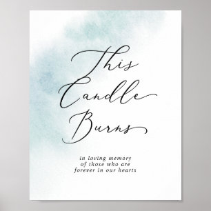 Affiche Aquarelle Bleue Cette bougie Brûle un signe commém