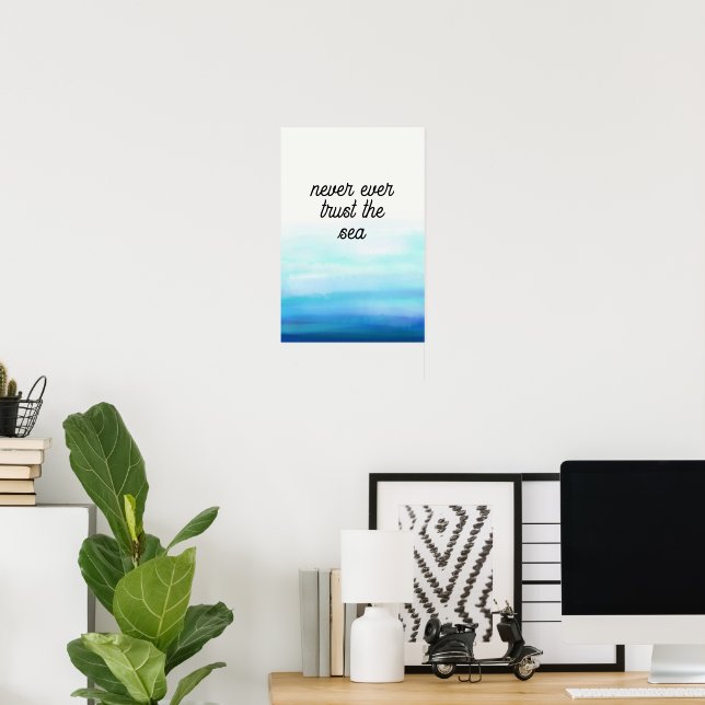 Affiche aquarelle bleue vagues (Bureau à domicile)