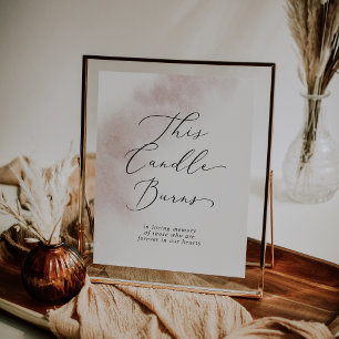 Affiche Aquarelle Blush Cette Bougie Brûle Signe Mémorial