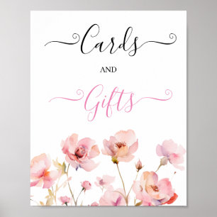 Affiche Aquarelle Blush rose Baby shower de script Floral