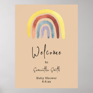 Affiche Aquarelle bohème arc-en-ciel Bienvenue