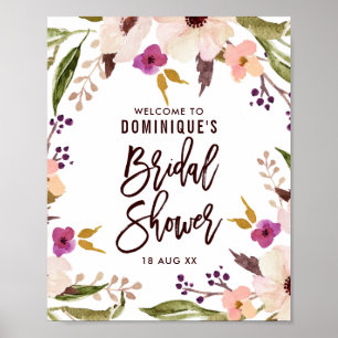Affiche Aquarelle Bohème Floral Wreath Fête des mariées