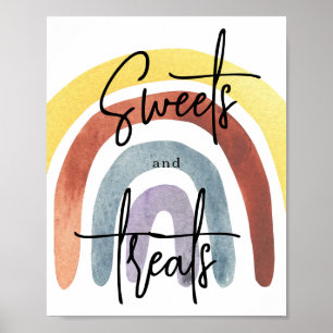 Affiche Aquarelle Boho Arc-en-ciel Douceurs et friandises
