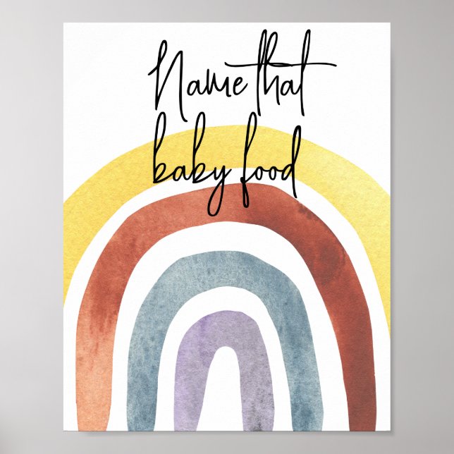 Affiche Aquarelle Boho Arc-en-ciel - nommez cette nourritu (Devant)