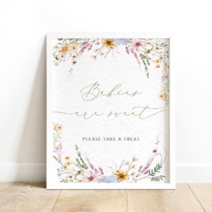 Affiche Aquarelle Boho Fleurs sauvages bébé sont doux sign