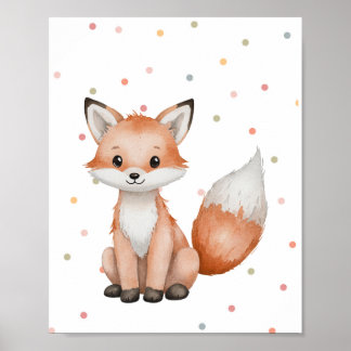 Affiche Aquarelle Boho Fox Nursery Woodland Wall Art