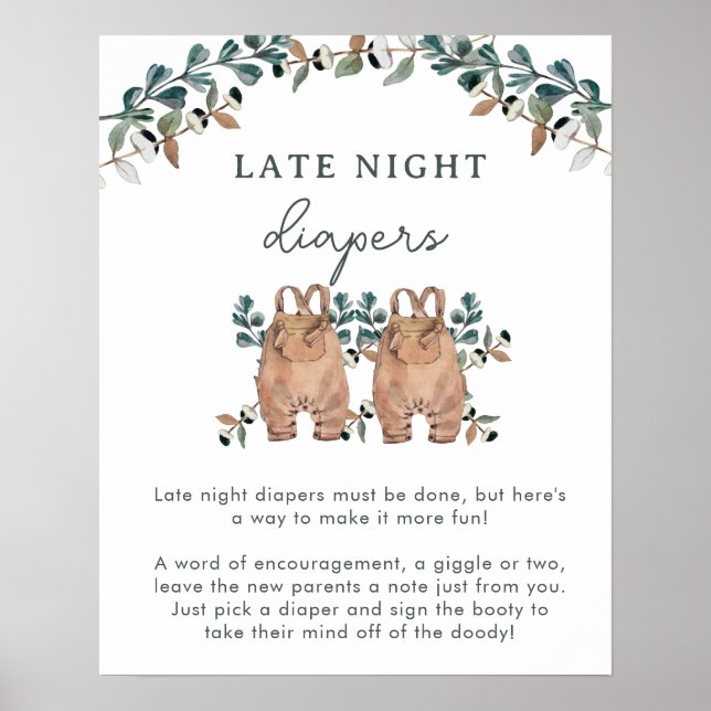 Affiche Aquarelle Boho Genre Neutre Jumeaux Douche Jeux (Devant)