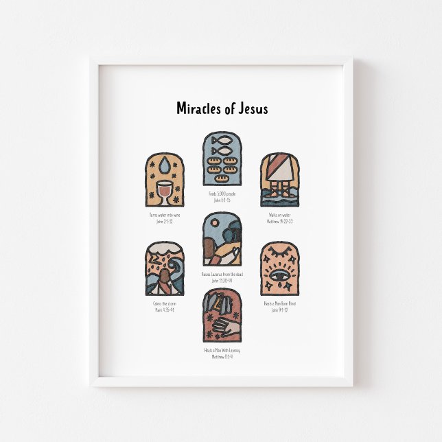 Affiche aquarelle boho miracles de l'affiche de Jésus (Créateur téléchargé)