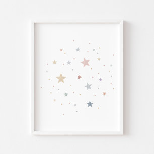 Affiche Aquarelle Boho pastel stars print