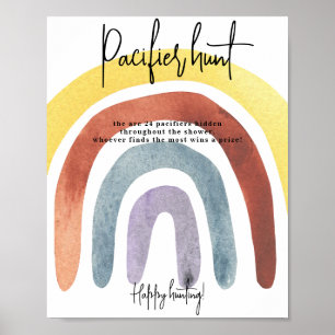 Affiche Aquarelle Boho Rainbow Pacifier chasse jeu