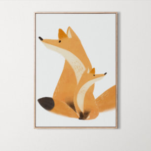 Affiche Aquarelle Bois Famille Fox Décor Chambre