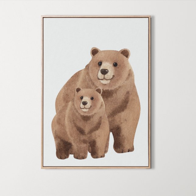 Affiche Aquarelle Bois Famille Ours Nourriture Décor Chamb (Watercolor Woodland Family Bear Nursery Room Decor, animal prints, bear prints, )