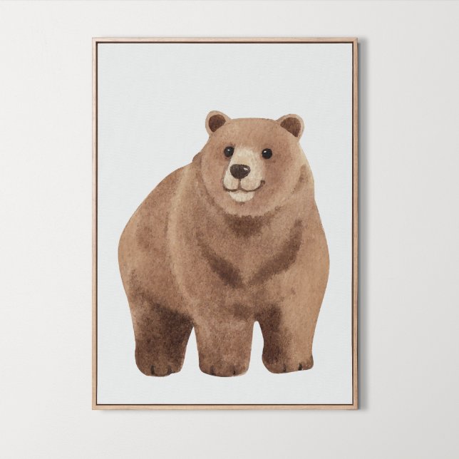 Affiche Aquarelle Bois mignon Ours Nourriture Décor Salle (Watercolor Woodland cute Bear Nursery Room Decor, animal print, bear prints, 
)
